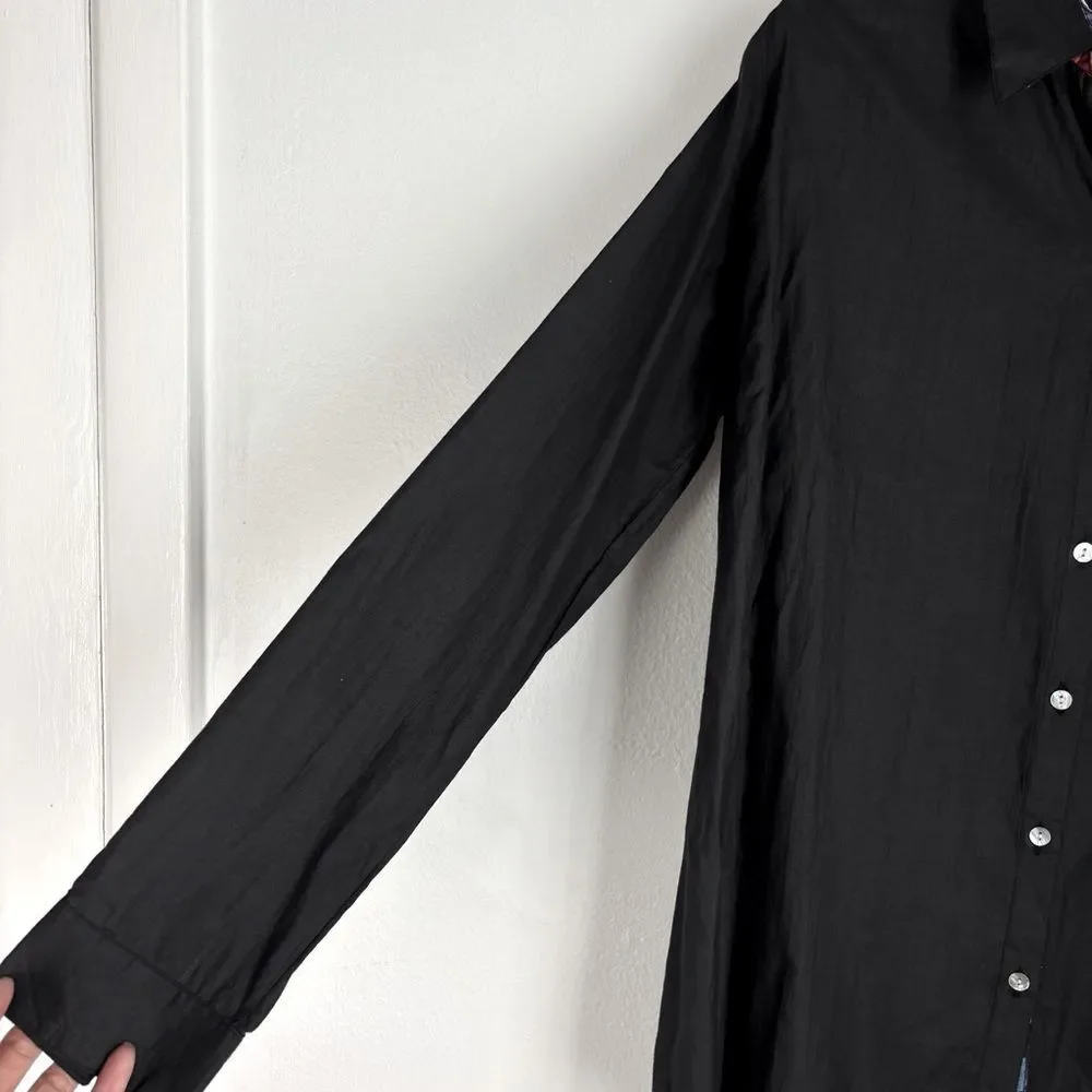 NWT KikiSol Womens M‎ Black Floral Cotton Shirt Button Down Boho Resort Vacation - Picture 7 of 15